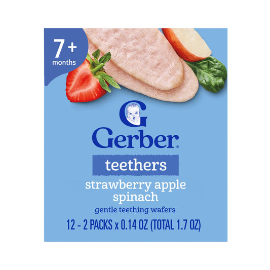 GERBER TEETHERS STRAWBERRY APPLE SPINACH X 24