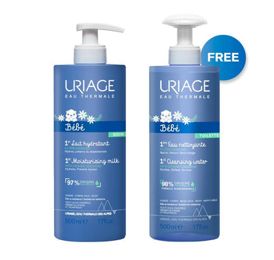 URIAGE 1ER LAIT HYDRATANT 500ML + FREE 1ER EAU NETTOYANTE 500ML
